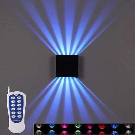 Applique murale avec télécommande RF pour éclairage extérieur double flux et intérieur, 10 W, éclairage à couleurs changeantes, style carré, escalier (1/5)