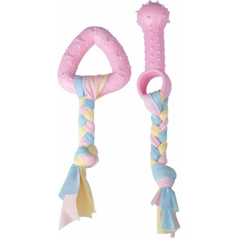 Deux jouets pour chiots, couleur : rose
