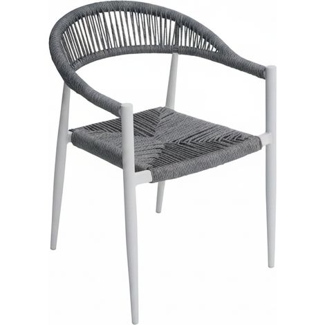 Moia Greenwood Poltrona Milano Alluminio Bianco Corda Paglia Grigia (1/4)
