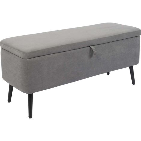 Baúl para dormitorio Maison tapizado gris, 49cm(alto) 110cm(ancho) 40cm(fondo) (1/5)