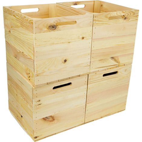 4 Stück Weinkiste Natur passend für Ikea Kallax und Expeditregale Holzkiste Regalkiste Obstkiste (1/5)