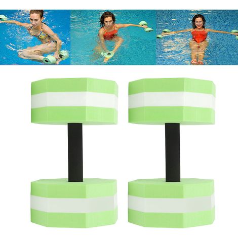 Paire de haltères flottants EVA pour fitness aquatique yoga et entraînement sensoriel enfants - Forme losange vert et blanc - Parfaits pour hommes femmes et enfants (1/5)
