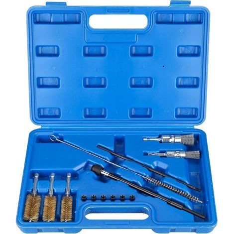 Kit de nettoyage de 14 pièces pour injecteurs diesel, avec brosses en nylon et en acier, adapté aux bases et aux axes (1/4)