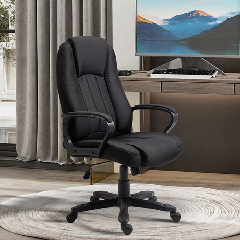 Chaise de bureau massante avec interface USB - 60x74x106-116cm - hauteur chaise de bureau basculante et pivotante avec 2 points - noire (1/4)