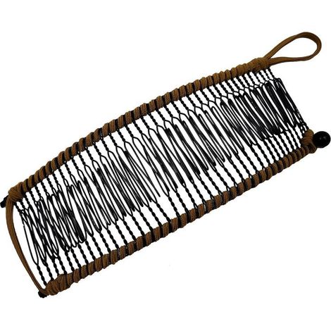Pinza para el cabello tipo banana extensible, peine doble, accesorio para peinar el cabello, para cabello grueso y elástico, 30 dientes, color marrón oscuro.
