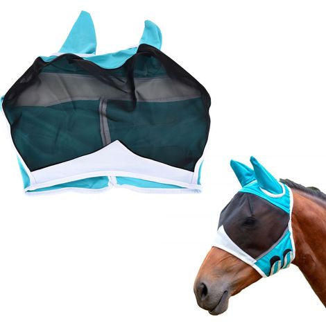Masque respirant pour cheval, anti-moustiques, couvre-tête pour cheval, masque de vol élastique pour cheval, vert, taille S