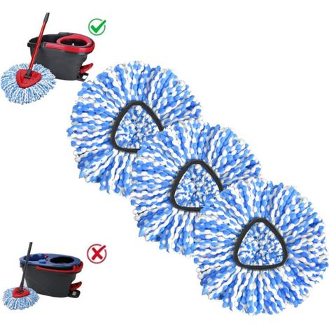 Compatible with the Easywring single twist system, O-Ceda replacement brush head pack (pack of 3, blue and white) (1/5)