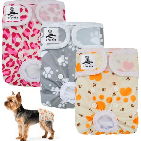 Couches pour chiens lavables et réutilisables, protection hygiénique pour animaux domestiques, 3 pièces (1/5)