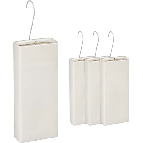 Relaxdays Radiator Humidifier, 4-Piece Set, Water Evaporator for Radiators, incl. Hanging Hooks, Ceramic, Cream