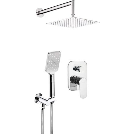 Ensemble de douche encastrée avec mitigeur en finition chromée - Montain