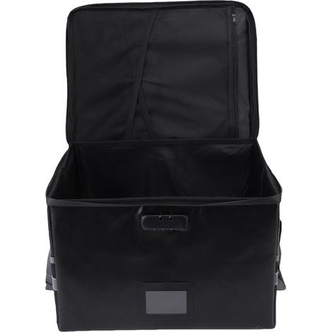 Boîte de rangement ignifugée 39,5x31x25,5cm grande capacité, imperméable, fermeture zip double sens, poignée robuste, pour bureau et camping (1/5)