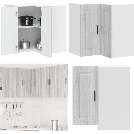 Küchen-Eckhängeschrank Porto Grau Sonoma Holzwerkstoff - Eckschrank - Küchenmöbel (1/5)