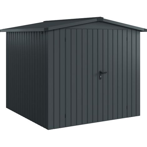Hörmann Ecostar Metall-Gerätehaus "Euroline Trend" mit Satteldach ESD 5, anthrazitgrau, 214 x 214 cm, 2-flüglige Tür