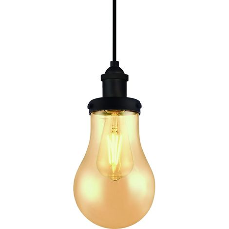 Suspension Goutte Bronze et Verre Ambre