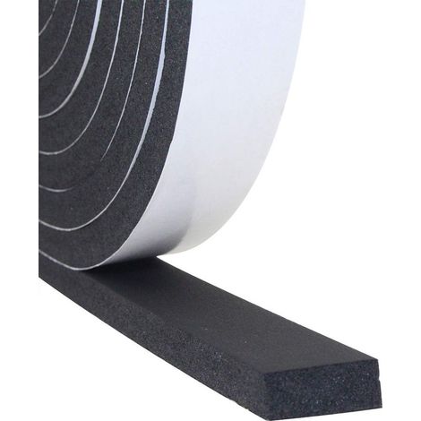 Striscia isolante per finestre e porte, striscia autoadesiva in gommapiuma, 25 mm di larghezza x 10 mm di spessore x 5 m di lunghezza, striscia fonoassorbente e antiurto, nera (1/5)