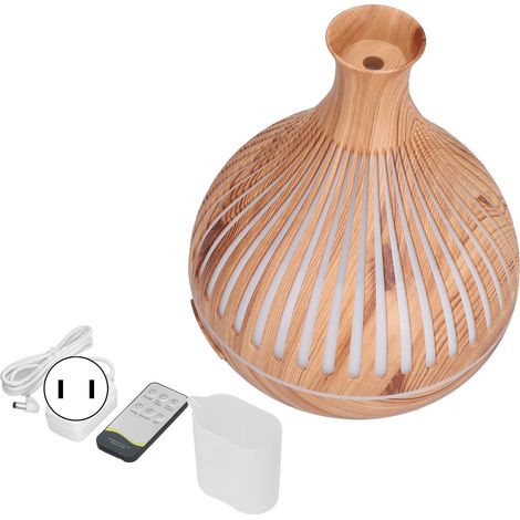 Déshumidificateur de bureau 400ml grain bois, diffuseur d'arômes électrique avec LED couleur & télécommande, prise US 100-240V (1/5)