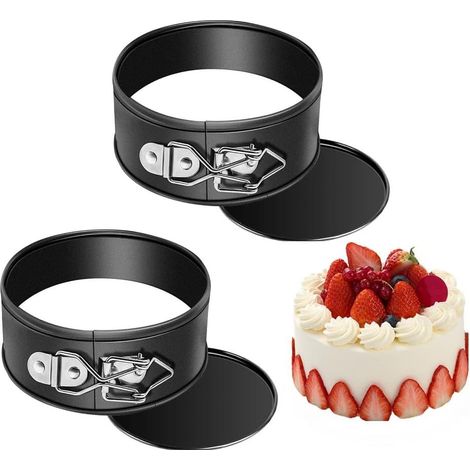 Lot de 2 Moule à gâteau, Rond, 12 cm, Antiadhésif, Fond amovible, Pour anniversaire (1/5)