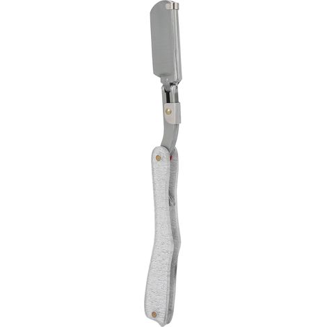 Rasoir de barbier professionnel en alliage de zinc, rasoir droit manuel pour entretien barbe - Design argenté pour usage domestique et voyage (lame non incluse) (1/5)