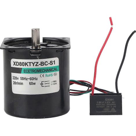 Moteur synchrone AC à arbre excentré, aimant permanent, couple élevé, 60W XD80KTYZ, 20 tr/min, 220V, faible vitesse, usage intensif (1/5)