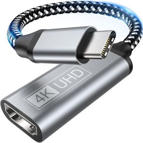 Adaptateur USB C vers HDMI - Adaptateur Type C vers HDMI 4K (Thunderbolt 3 Compatible), Sortie Audio Vidéo pour iPhone 16/15 Pro/Max, MacBook Pro/Air, Pixelbook, iPad Pro, Galaxy S10 S9+ (1/5)