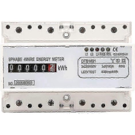 Compteur d'énergie électronique triphasé à 4 fils DTS1891 - 7P sur rail DIN, compteur kWh (1/5)