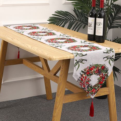 Décoration de table de Noël, chemin de table de Noël avec pompons, décoration de table décoration de Noël décoration de fête de vacances (1/5)