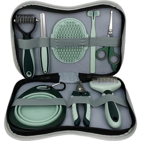 Kit per la toelettatura degli animali domestici, forbici, spazzola a setole metalliche, 8 pezzi -a (1/2)