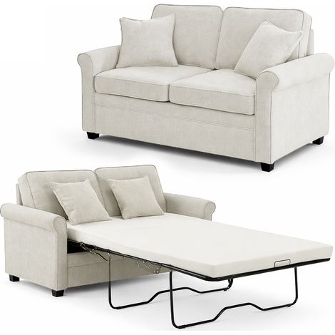 Divano Letto a 2 Posti Beige con Cuscino Memory Ergonomico con Apertura Facile