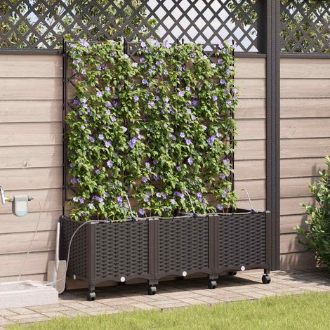Teenpull – Garten Blumenkübel mit Bewässerung und Rädern 3 Stk. Braun PP (1/5)