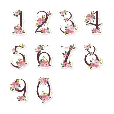 30 elegante Zahlenaufkleber mit Blumenmuster – Dekorative Aufkleber für Alben, Notizbücher, stilvoll und kreativ