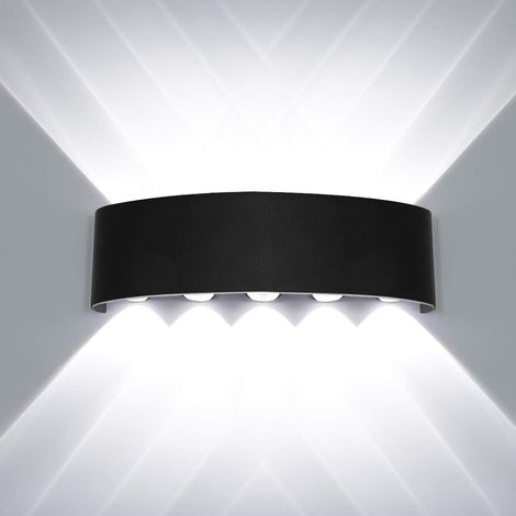 Wandleuchte Innen Up Down Wandlampe Aluminium Moderne 10W - Kaltweiss Wandleuchten für Wohnzimmer, Schlafzimmer, Korridor, Treppenhau (Schwarz)