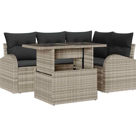 Maison Exclusive - Set Divano da Giardino 5 pz 4-Numero di posti Grigio chiaro (1/5)
