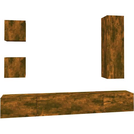 Maison Exclusive - 5-tlg. TV-Schrank-Set Räuchereiche Holzwerksto (1/5)