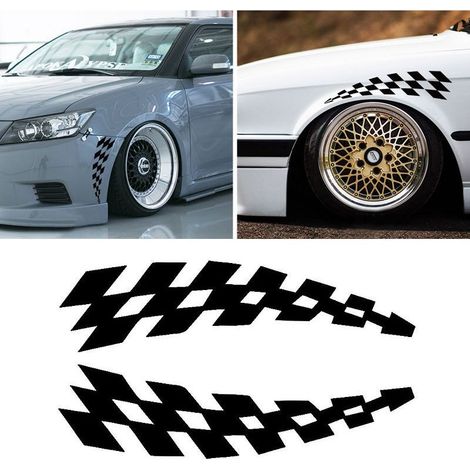 Pack of 2 checkered flag car bumper stickers/decals (black) (1/4)