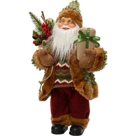 Babbo Natale decorativo con pigne e bacche H30 cm (1/2)