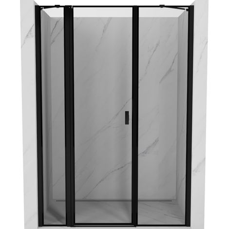 Mexen Mist porte de douche battante gauche 155 cm, cadre noir, noir - 8A4-155-001-70-70-L (1/5)