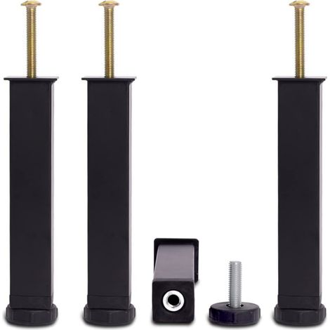 4 Pieds Lit Reglables 30cm Noir Universel (1/4)