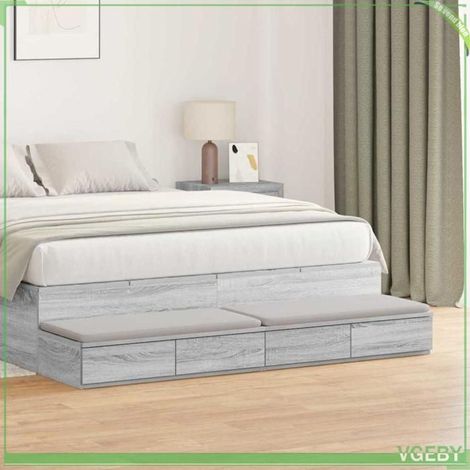 Meuble de chambre - Tiroirs de lit - Sonoma gris - Bois d'ingénierie - 150 x 36.5 x 16.5 cm (1/5)