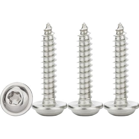 Vis a Bois Inox M4x16mm,50 Pièces Vis à Tôle Autoforeuse avec Rondelle Acier Inoxydable A2 V2A Vis Autotaraudeuse à Tête Plate Dureté élevée,Filets Métriques Standard (1/5)