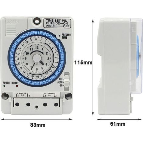 Horloge quotidienne analogique Commutateur de minuterie mécanique Commutateur d'heure,Horloge Piscine (1/5)