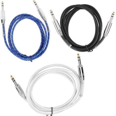 Câble audio blindé 1,8 m pour guitare électrique, prise jack 6,35 mm mâle-mâle, lot de 3, liaison auto (1/5)