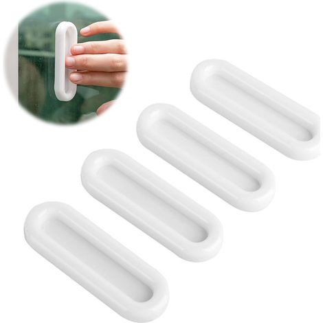 Lntyq Lot de 4 poignées de porte de balcon, autocollantes, extrêmement solides, en plastique, pour portes en verre, portes coulissantes, tiroirs, blanches (1/5)