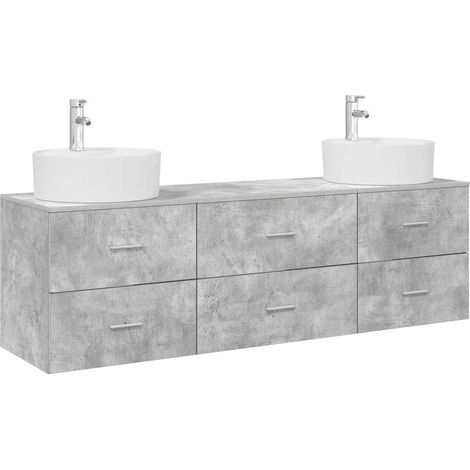 Bathroom Cabinet Set 3 pcs Concrete Grey 62.5 x 44.5 x 50 cm vidaXL (1/5)