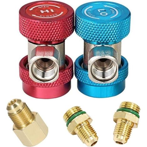 Adaptateur de conversion haute/basse pour raccord rapide R134a réglable. accessoires pour climatiseur. réfrigérant R134a. connecteur de tuyau de collecteur d'instruments de climatisation CVC (1/4)