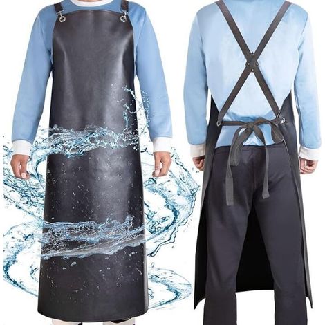 Wasserdichte Gummischürze, strapazierfähige Vinylschürze, verstellbar, dicke Schürze für Restaurant, Spülküche, Metzgerei (1/4)