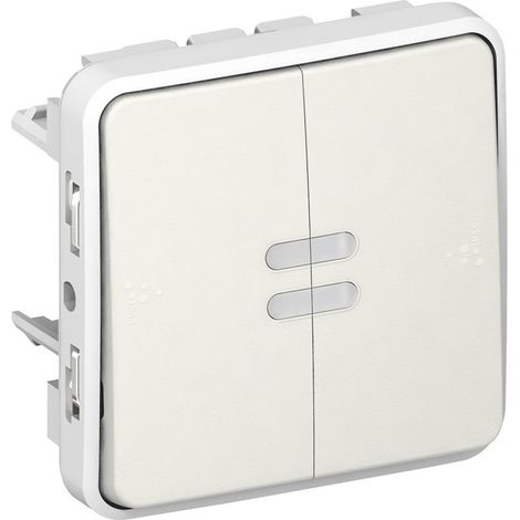Legrand 069636 Doppeltaster, wasserdicht, NO+NF, beleuchtet, Plexo, kombinierbar, IP55, 10 A, weiß