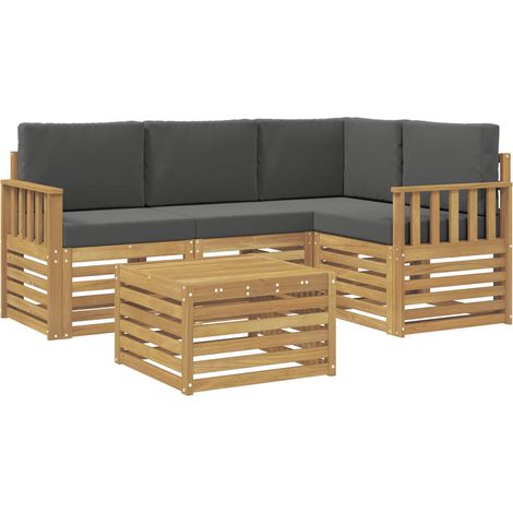 Outdoor-Sofagarnitur 5 pcs Weiß und Anthrazit 59 x 59 x 37 cm vidaXL