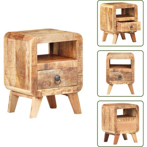 vidaXL Table de chevet 30x30x41 cm Bois de manguier brut (1/5)