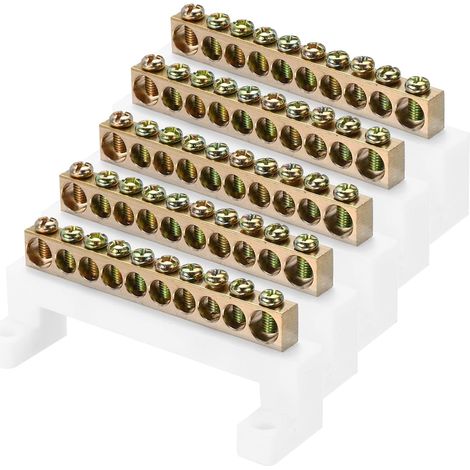5 Pcs Barre De Mise À La Terre À Bornes 10 Positions Boîte Blanc Barre Omnibus À Bornes En Laiton, Bloc De Borne De Mise À La Terre, 8x12mm Pour Équipement Électrique (1/5)