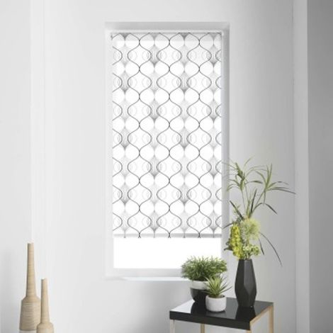 Store Enrouleur Tamisant "Lagune" 60x180cm Blanc & Gris (1/3)